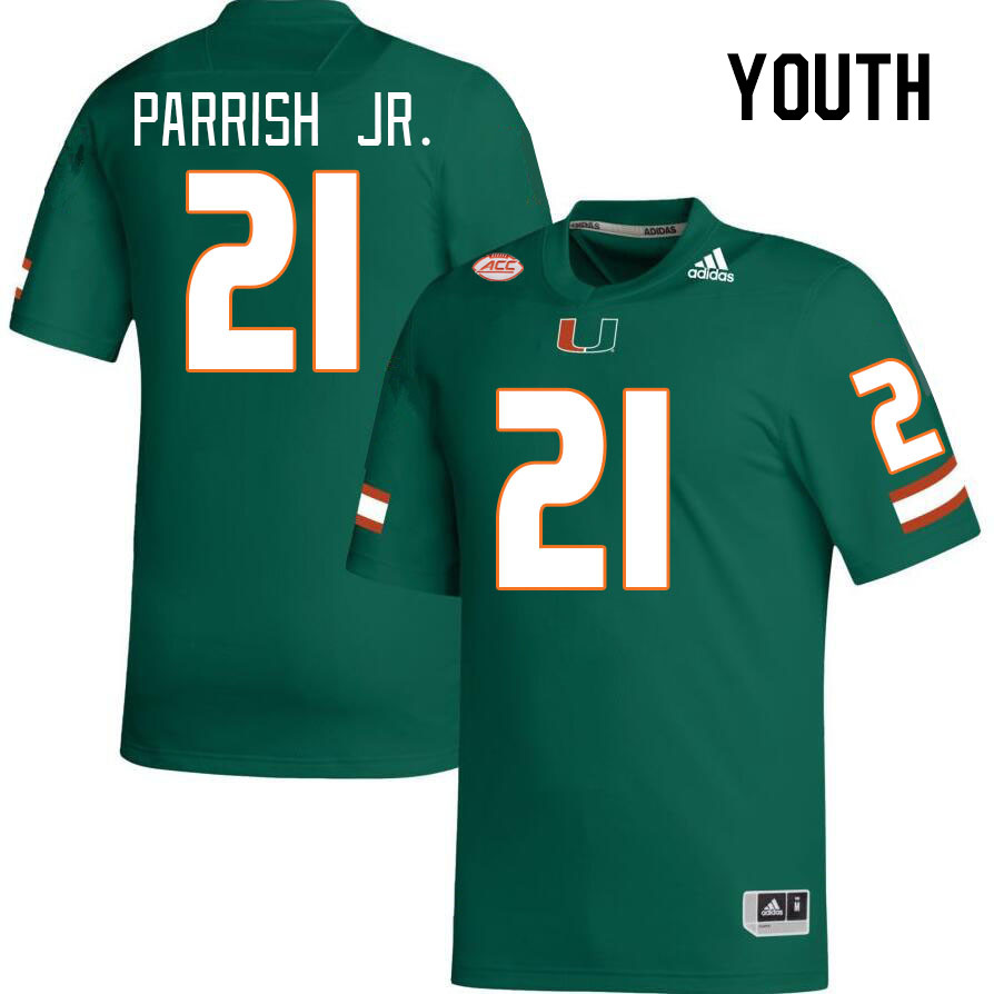 Youth #21 Henry Parrish Jr. Miami Hurricanes College Football Jerseys Stitched-Green